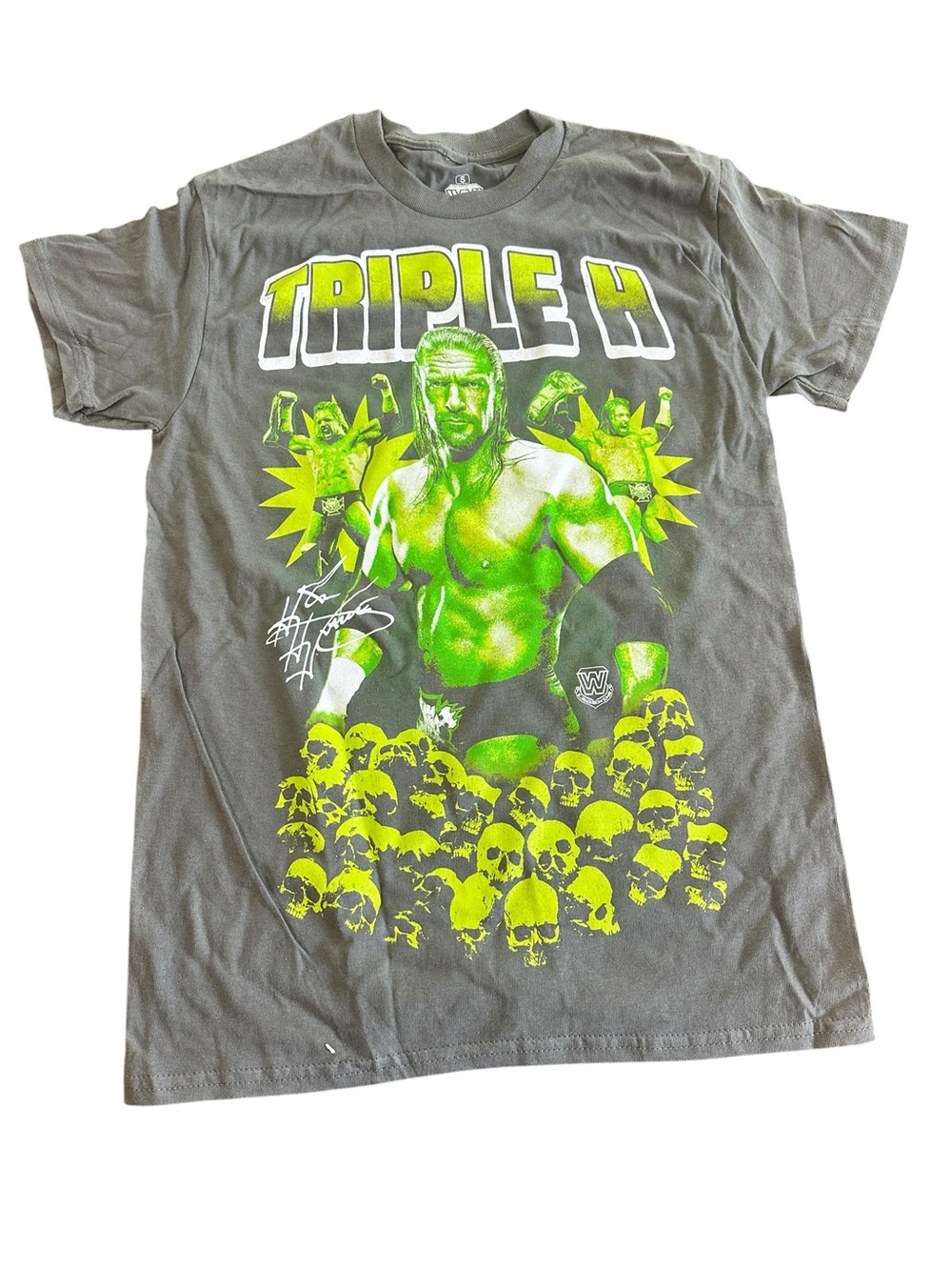 Triple H Graphic Tee - Gray with Neon Green Print